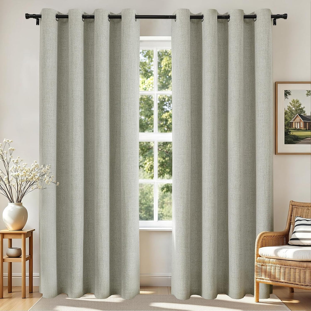 Light Beige Blackout Grommet Curtains, 2 Panels, 52 x 90 in, view 1