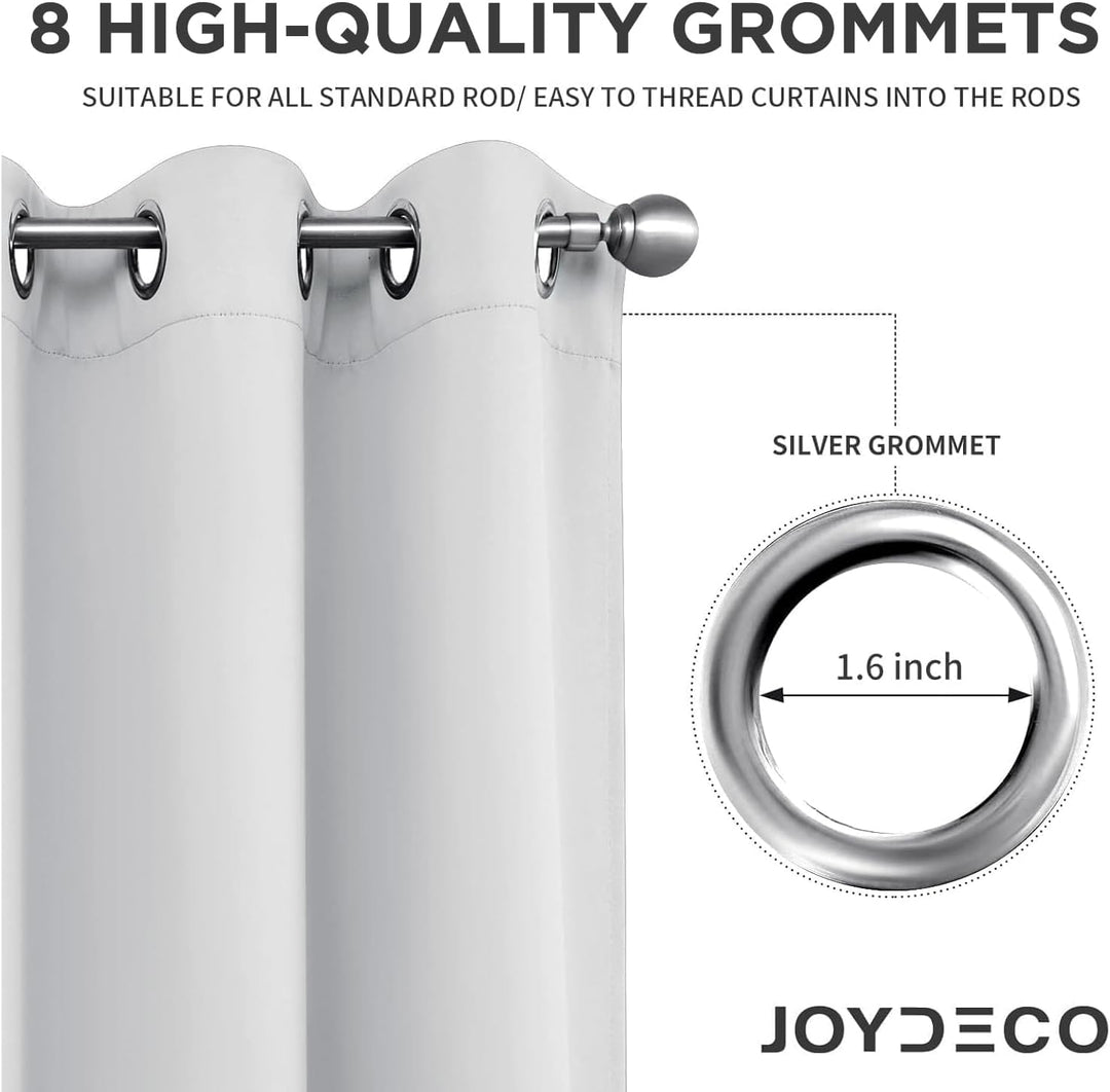 Greyish White Blackout Grommet Curtains, 2 Panels, 52 x 95 in, view 2