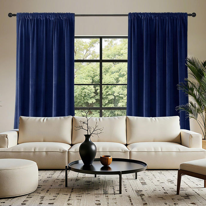 Royal Blue Velvet Rod Pocket Curtains, 2 Panels, 52 x 96 in, view 3