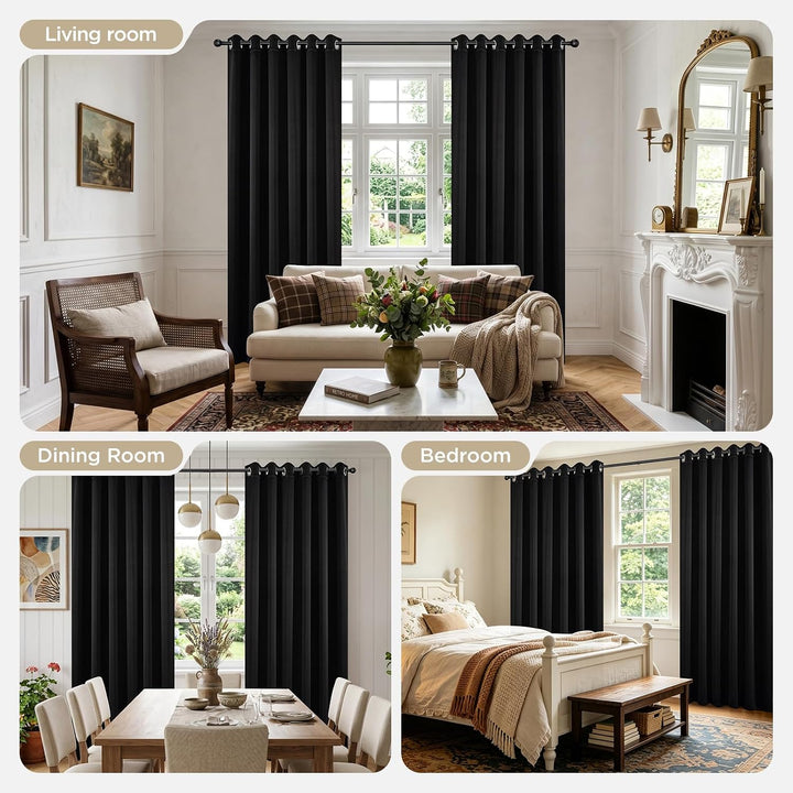 Black Blackout Grommet Curtains, 2 Panels, 52 x 72 in, view 4