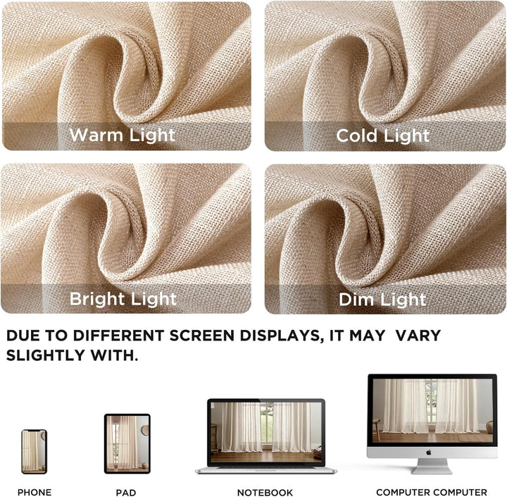 Ecru semi-sheer pleated curtains, 2 panels, 52 x 108 in, view 3