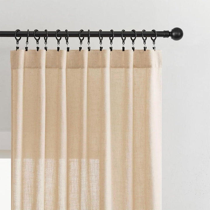 Ecru semi-sheer pleated curtains, 2 panels, 52 x 108 in, view 4