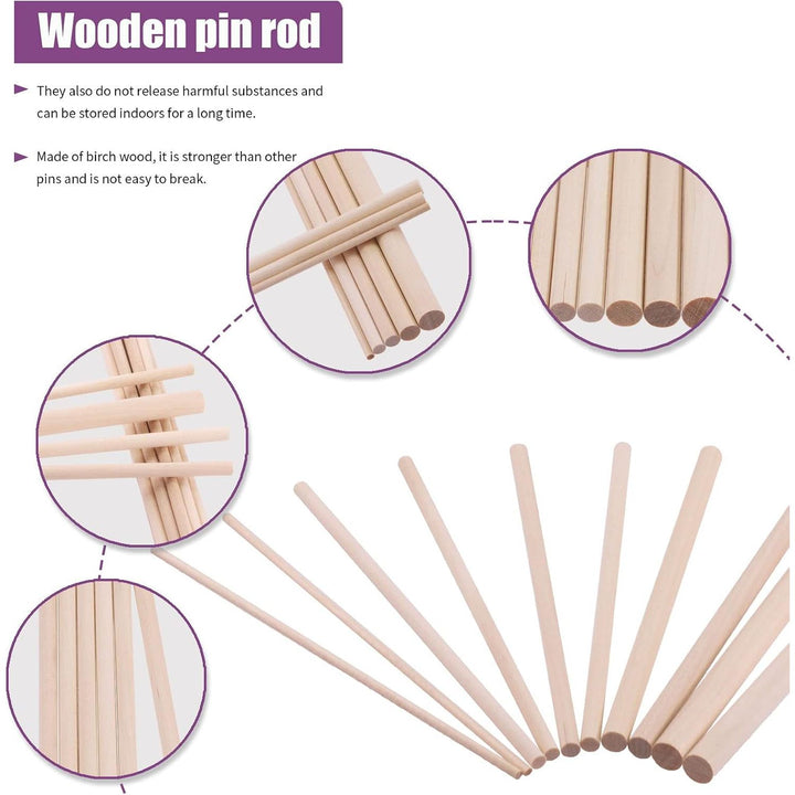 Wooden dowel rod assortment, detail view