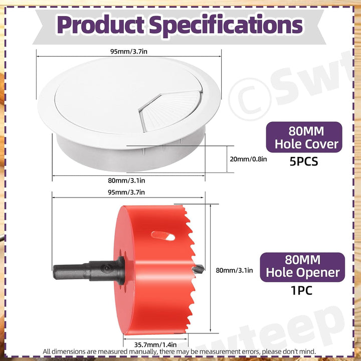 80mm desk cable grommet set detail