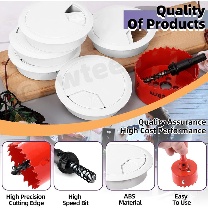 Desk cable grommet kit components