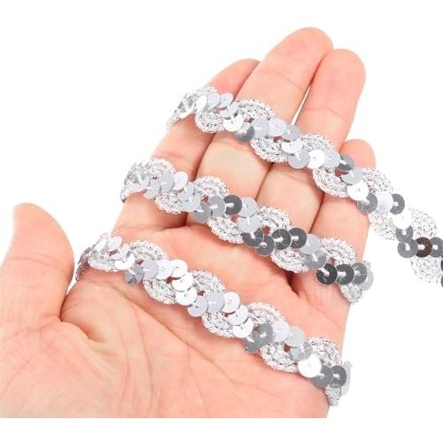11-Yard Silver Sequin Braid Trim, 0.6-Inch Wide