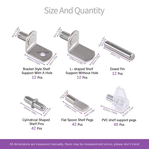 160-Piece 6-Style Shelf Pin and Support Kit