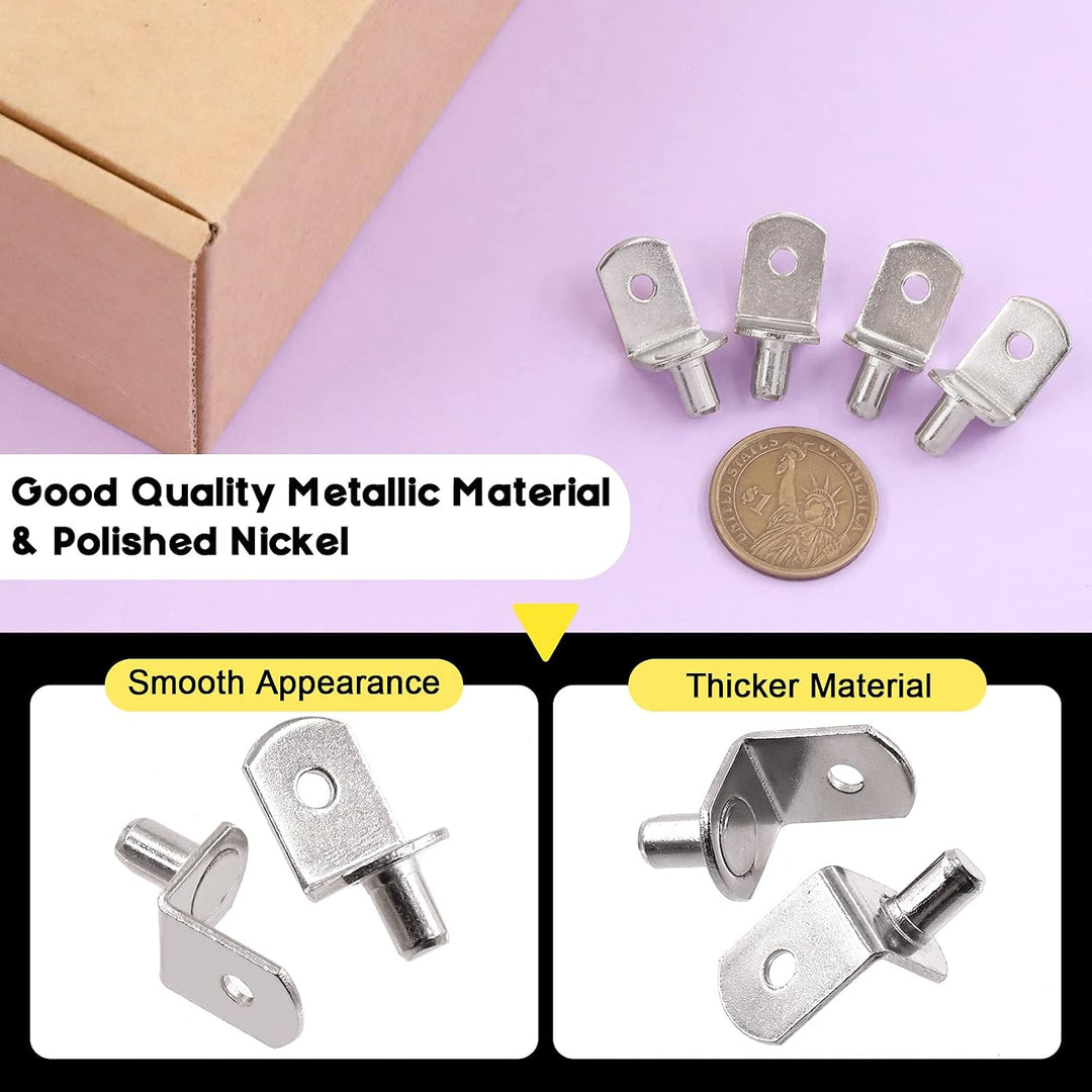 60-Piece Silver L-Shaped Shelf Support Pins, 6 mm