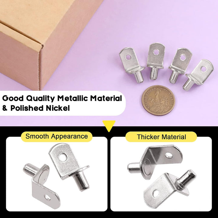 60-Piece Silver L-Shaped Shelf Support Pins, 6 mm