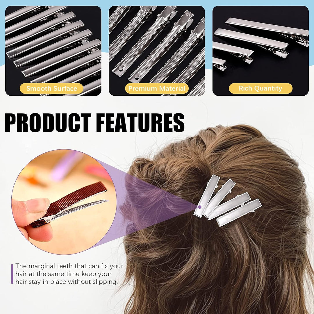 200 Metal Alligator Hair Clips, 2.2-Inch Single-Prong