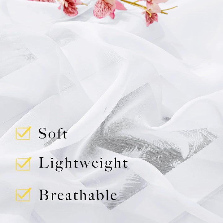 Close-up of lightweight white sheer voile fabric