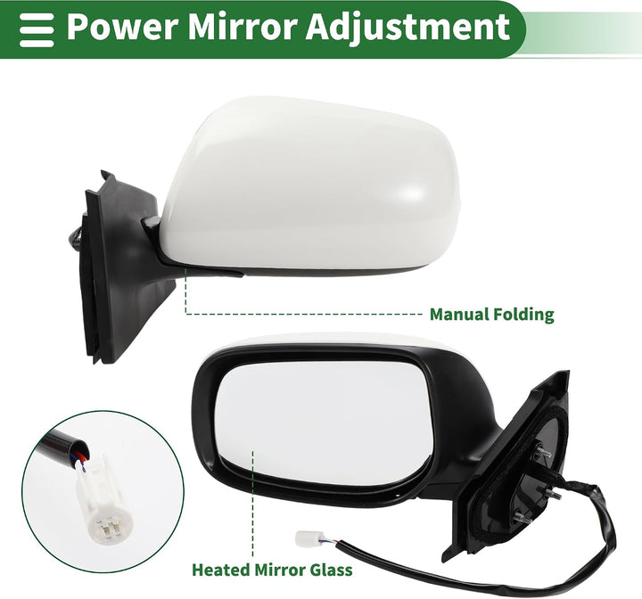 White Left Power Door Mirror for Toyota Yaris Hatchback 2007–2011 — view 2
