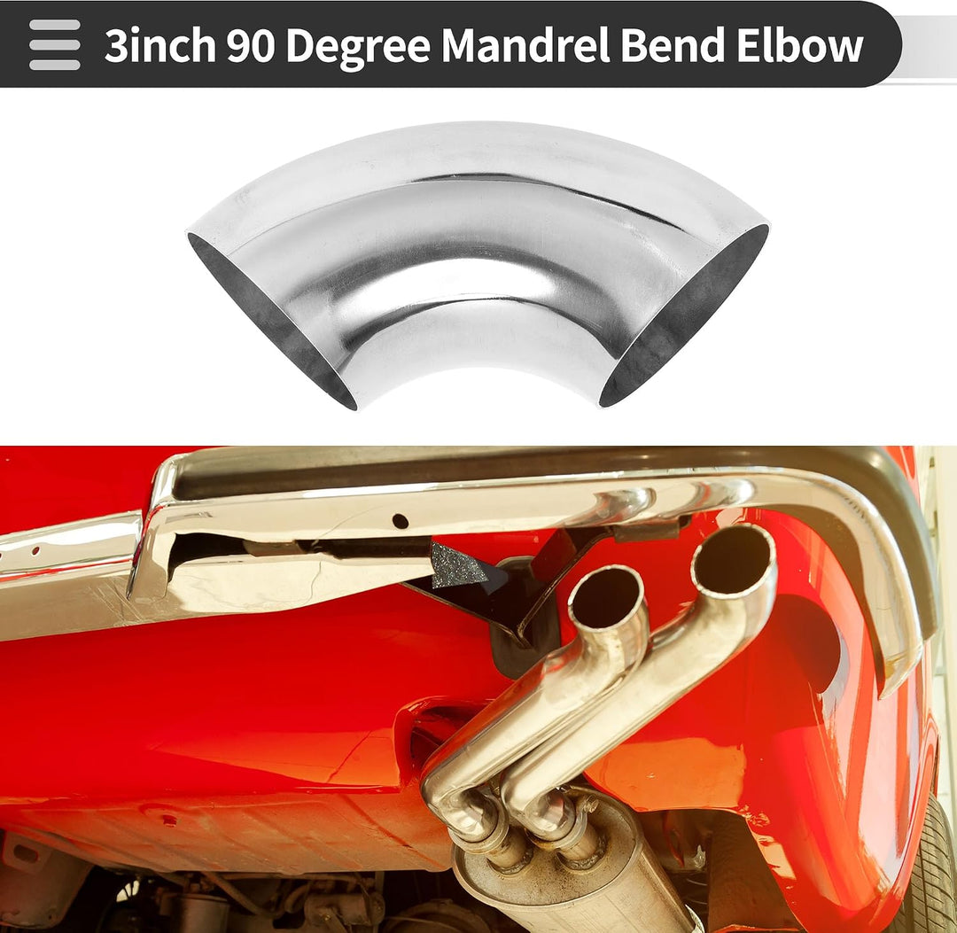 90° Stainless Steel Mandrel-Bend Exhaust Elbow, 3-Inch OD — view 2