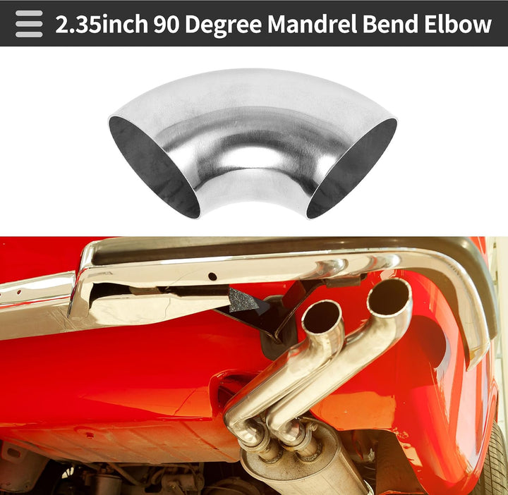 90° Stainless Steel Mandrel-Bend Exhaust Elbow, 2.35-Inch OD — view 2