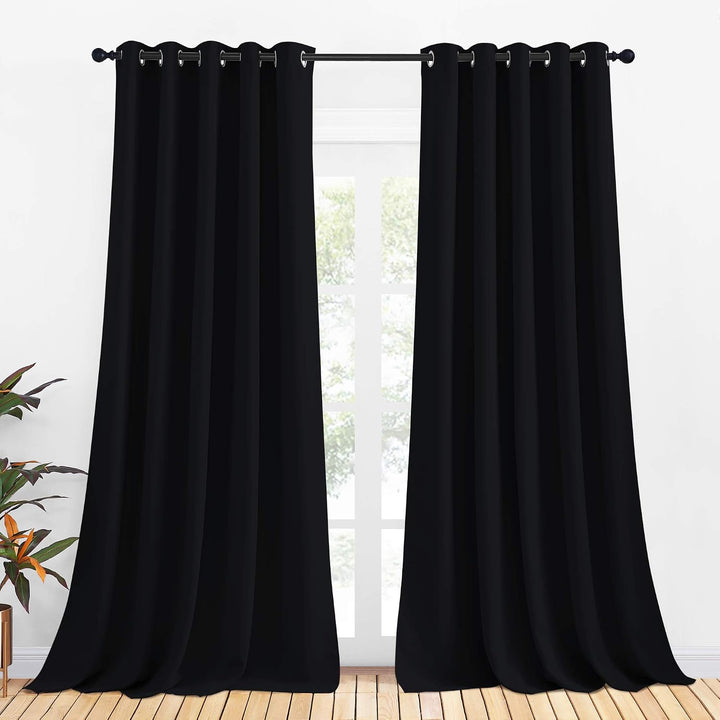 Black Grommet Blackout Curtains, 70 x 95 Inches, 2 Panels