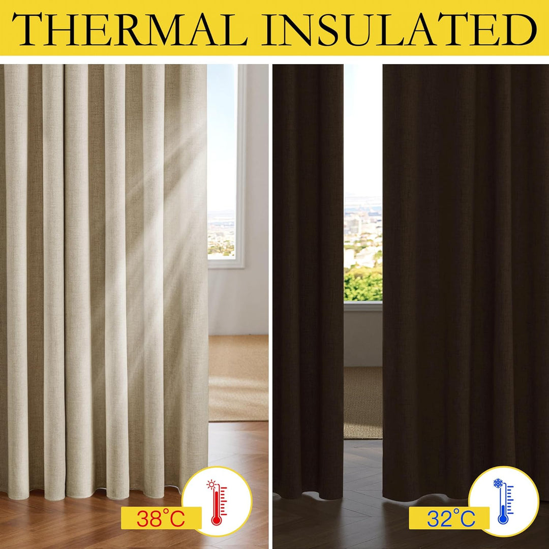 Cream Linen-Look Blackout Curtains, 42 x 84 Inches, 2 Panels — view 4