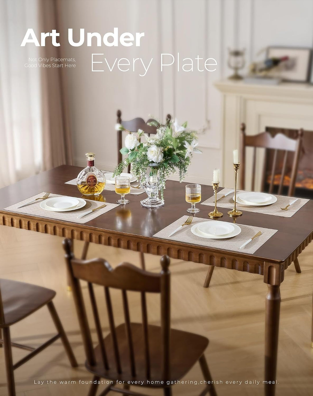 Beige woven placemats, set of eight, view 2