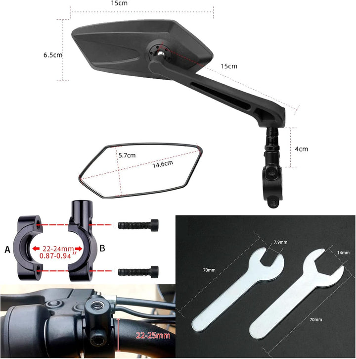 Pair of black adjustable handlebar bicycle mirrors, view 2