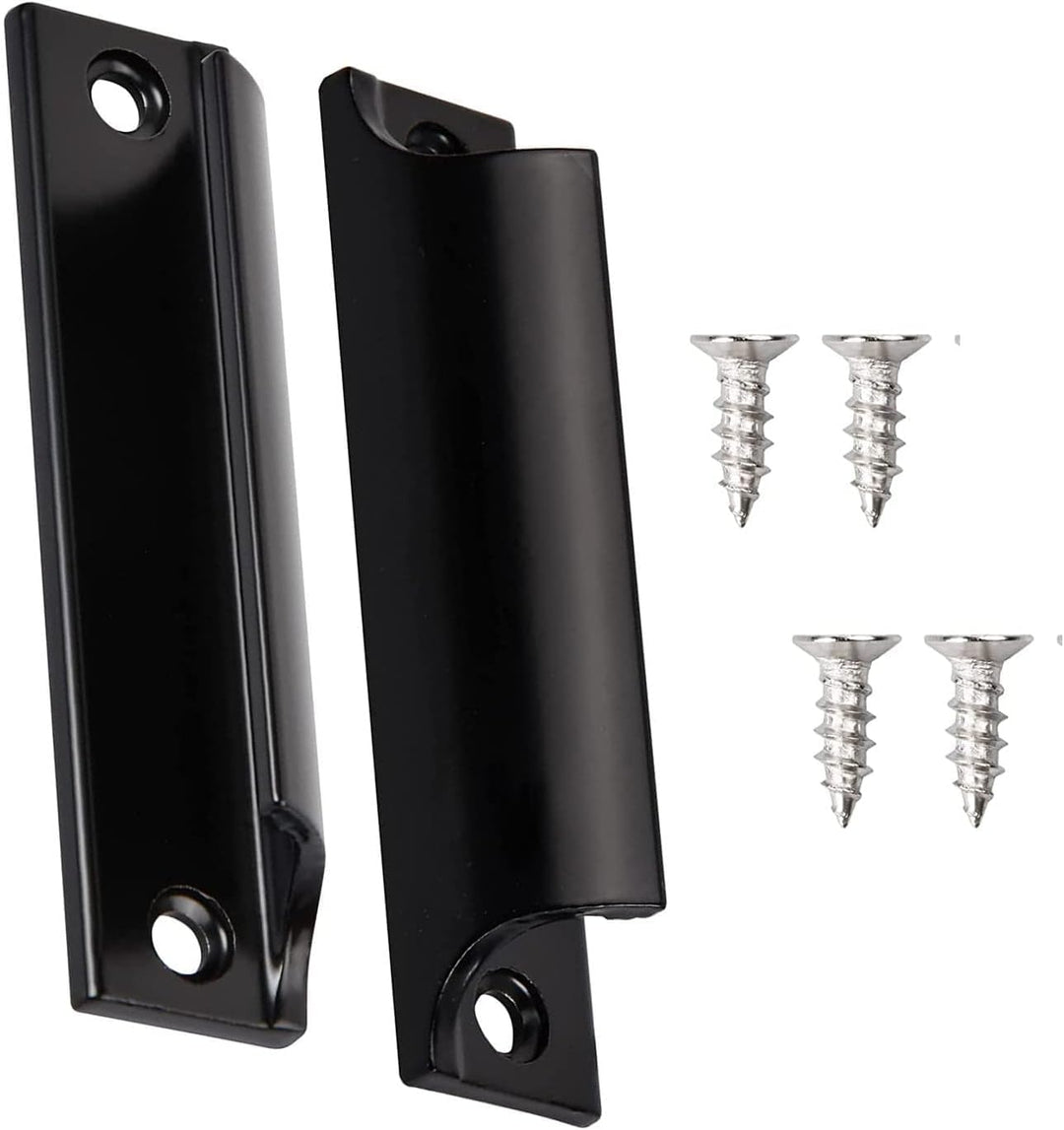 Black curved aluminum door pull handles, two-piece set, view 1