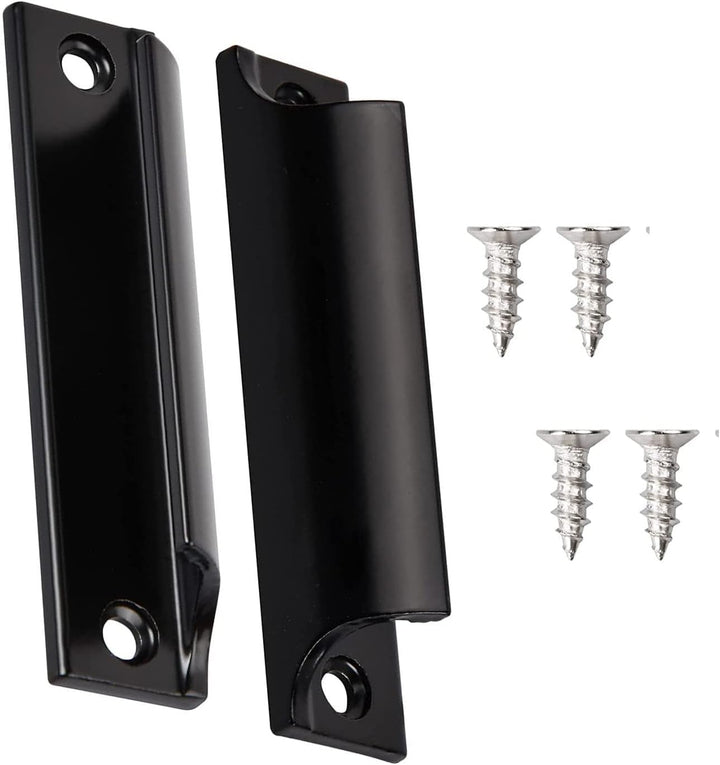 Black curved aluminum door pull handles, two-piece set, view 1