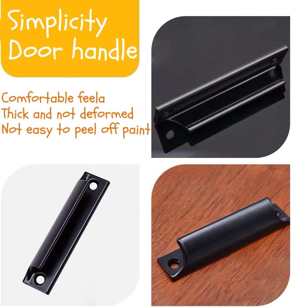 Black curved aluminum door pull handles, two-piece set, view 2