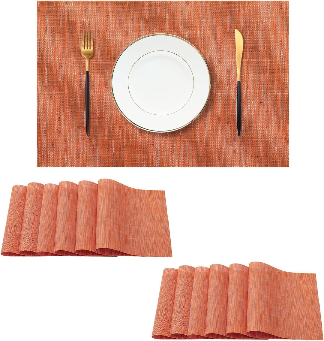 Orange woven placemats, set of twelve, view 1