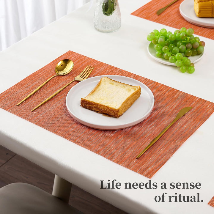 Orange woven placemats, set of twelve, view 6