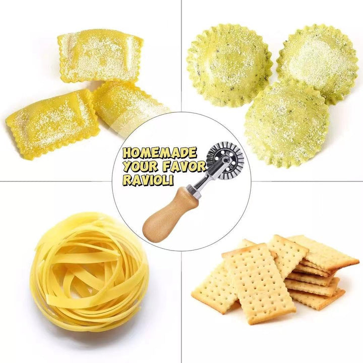 Pastry wheel cutter with prepared pasta