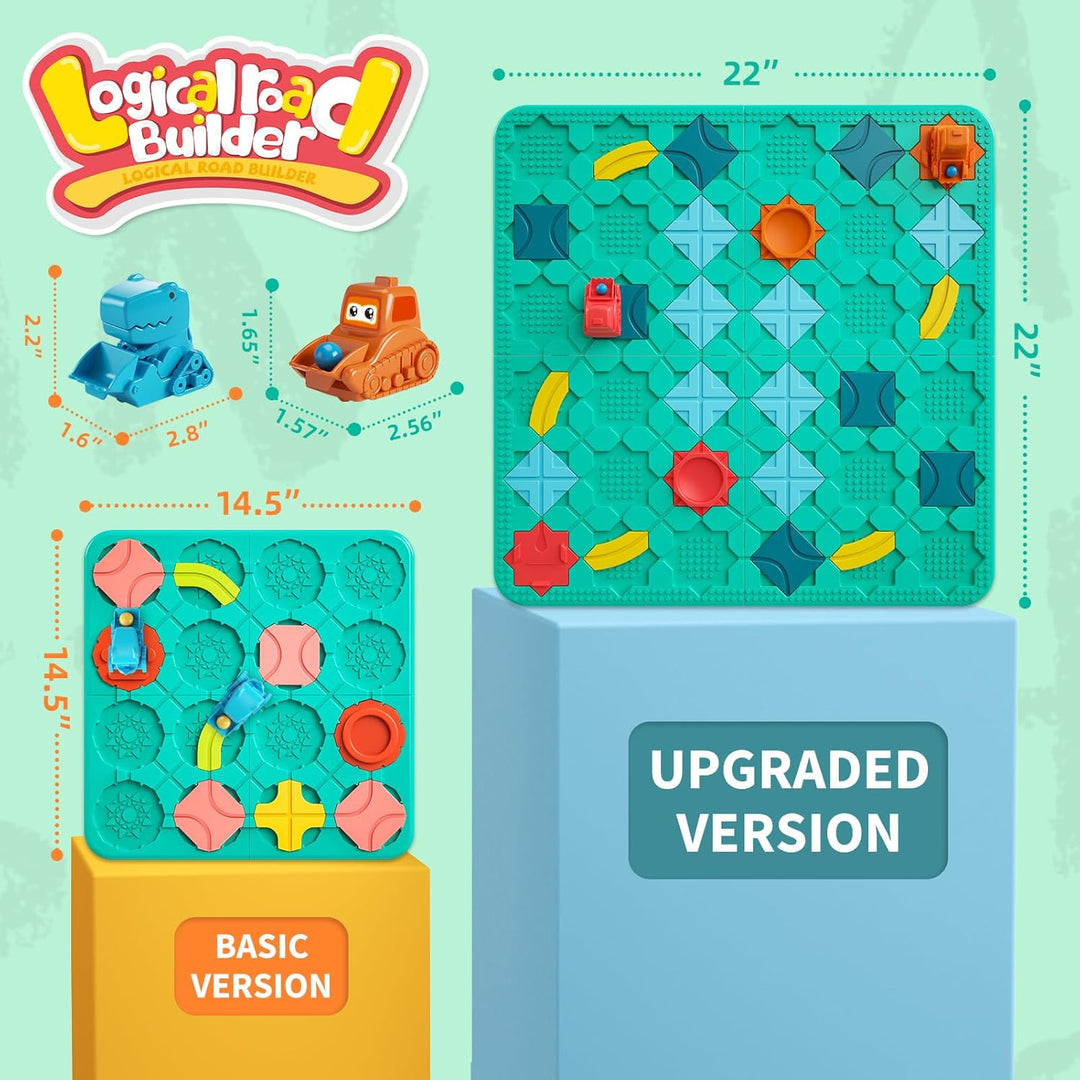Logical Road Builder Games, STEM Family Board Game, Large Educational Smart Brain Teasers Puzzles Toys, Preschool Learning Early Montessori Birthday Gifts for Kids Boys Girls Age 4 - 8 Year Old (Green) - Just Closeouts Canada Inc.