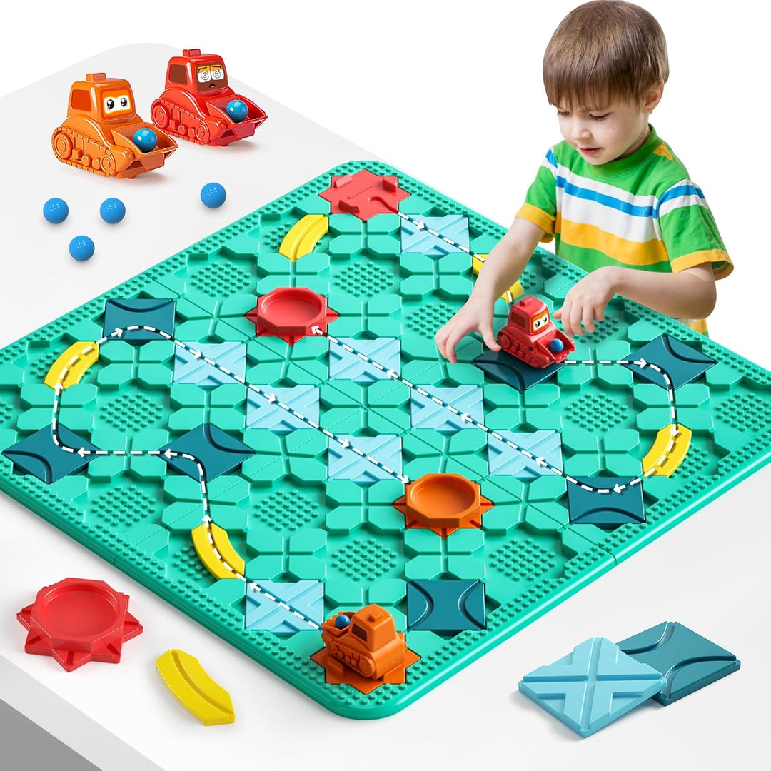 Logical Road Builder Games, STEM Family Board Game, Large Educational Smart Brain Teasers Puzzles Toys, Preschool Learning Early Montessori Birthday Gifts for Kids Boys Girls Age 4 - 8 Year Old (Green) - Just Closeouts Canada Inc.