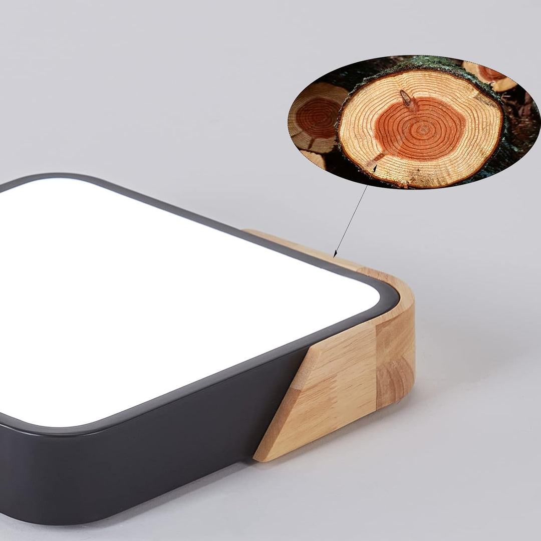 LuFun Flush Mount Ceiling Light, Led Ceiling Light 24W Black, Luminaire Plafonnier, Modern Ceiling Light, Wood Ceiling Lights for Bedroom Kitchen Living Room Hallway, 30 * 30 * 5CM, Cool White, 6500K - Just Closeouts Canada Inc.