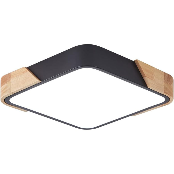LuFun Flush Mount Ceiling Light, Led Ceiling Light 24W Black, Luminaire Plafonnier, Modern Ceiling Light, Wood Ceiling Lights for Bedroom Kitchen Living Room Hallway, 30 * 30 * 5CM, Cool White, 6500K - Just Closeouts Canada Inc.