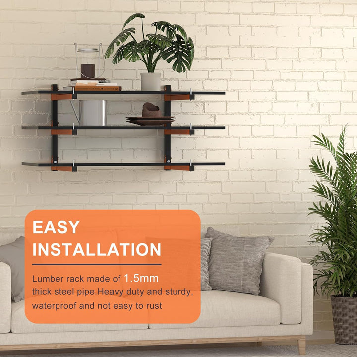 Lumber Storage Rack and Garage Wood Organizer, Lumber Rack Wall Mount, Heavy Duty Wood Storage Racks, Orange Lumber Metal Racks for Indoor and Outdoor - 2 Pack - Just Closeouts Canada Inc.B0FG2B5HN9