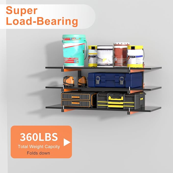 Lumber Storage Rack and Garage Wood Organizer, Lumber Rack Wall Mount, Heavy Duty Wood Storage Racks, Orange Lumber Metal Racks for Indoor and Outdoor - 2 Pack - Just Closeouts Canada Inc.B0FG2B5HN9