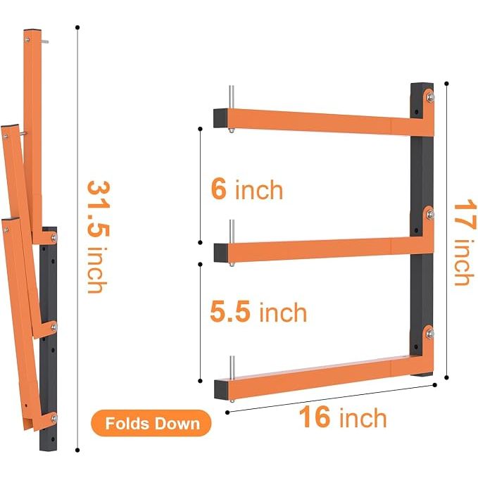 Lumber Storage Rack and Garage Wood Organizer, Lumber Rack Wall Mount, Heavy Duty Wood Storage Racks, Orange Lumber Metal Racks for Indoor and Outdoor - 2 Pack - Just Closeouts Canada Inc.B0FG2B5HN9