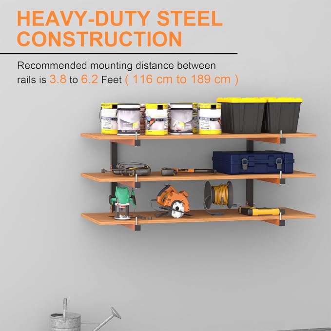 Lumber Storage Rack and Garage Wood Organizer, Lumber Rack Wall Mount, Heavy Duty Wood Storage Racks, Orange Lumber Metal Racks for Indoor and Outdoor - 2 Pack - Just Closeouts Canada Inc.B0FG2B5HN9