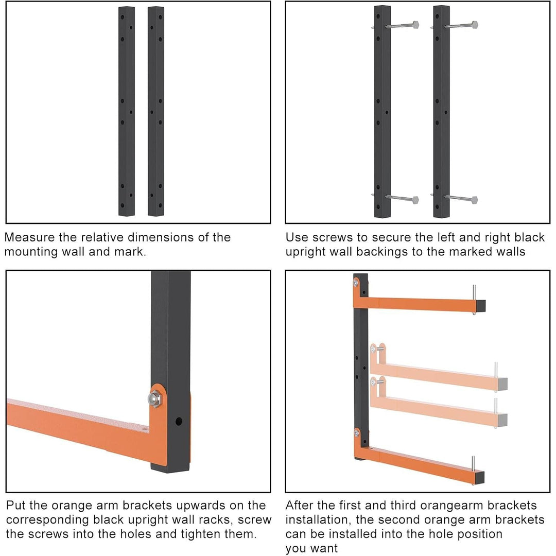Lumber Storage Rack and Garage Wood Organizer, Lumber Rack Wall Mount, Heavy Duty Wood Storage Racks, Orange Lumber Metal Racks for Indoor and Outdoor - 2 Pack - Just Closeouts Canada Inc.B0FG2B5HN9