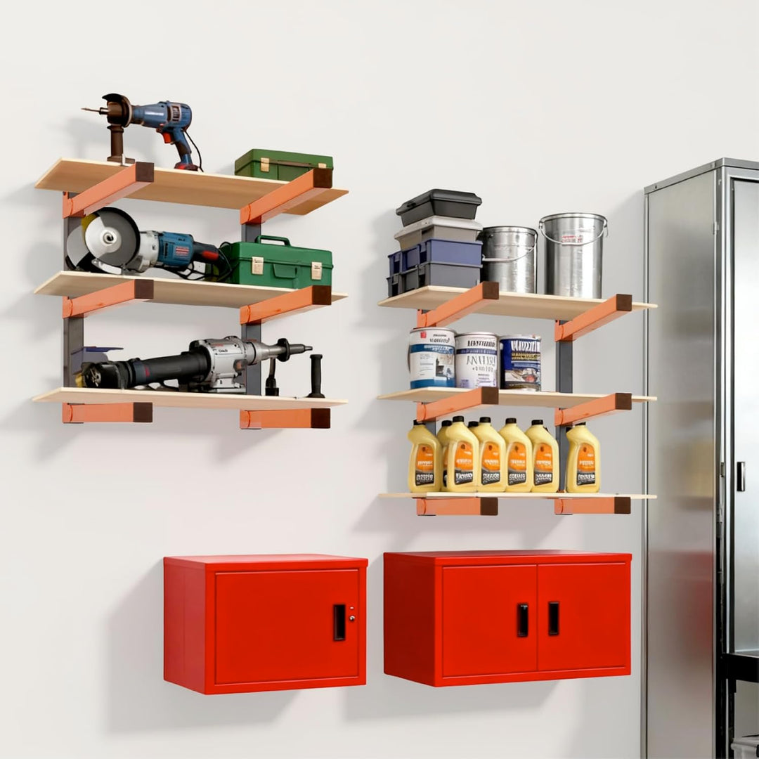 Lumber Storage Rack and Garage Wood Organizer, Lumber Rack Wall Mount, Heavy Duty Wood Storage Racks, Orange Lumber Metal Racks for Indoor and Outdoor - 2 Pack - Just Closeouts Canada Inc.B0FG2B5HN9