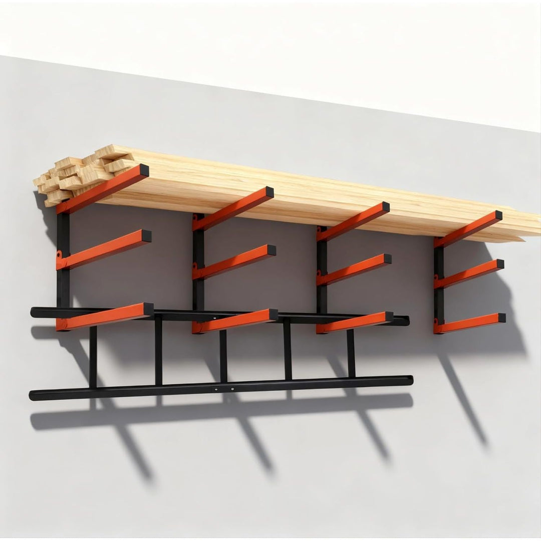 Lumber Storage Rack and Garage Wood Organizer, Lumber Rack Wall Mount, Heavy Duty Wood Storage Racks, Orange Lumber Metal Racks for Indoor and Outdoor - 2 Pack - Just Closeouts Canada Inc.B0FG2B5HN9