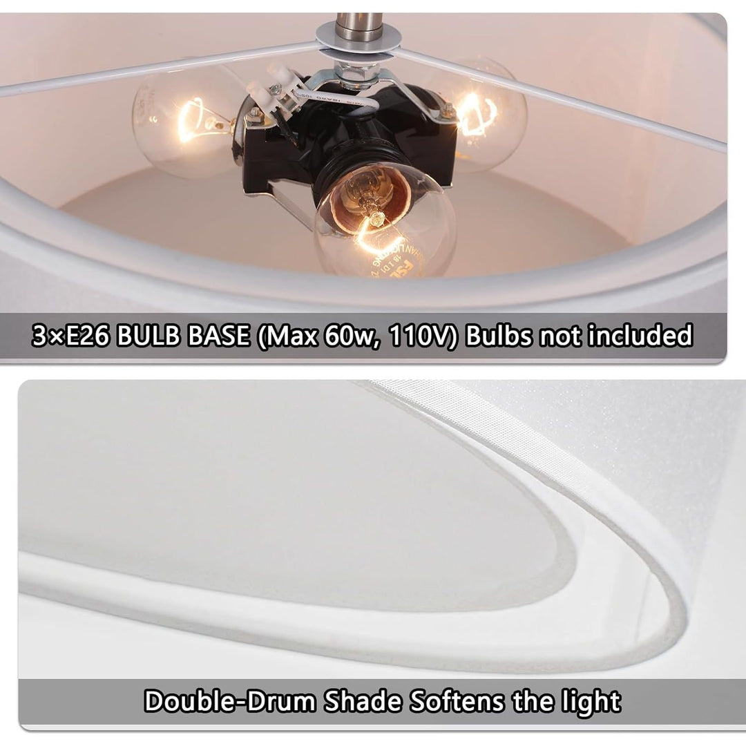 Luupyia 3 - Light Fabric Drum Pendant Lighting with Double Fabric Shade, 12.59 Inches Simple Modern Semi Flush Mount Ceiling Light Fixture Modern Hanging Lights for Bedroom, Hallway, Foyer E26 60W - Just Closeouts Canada Inc.