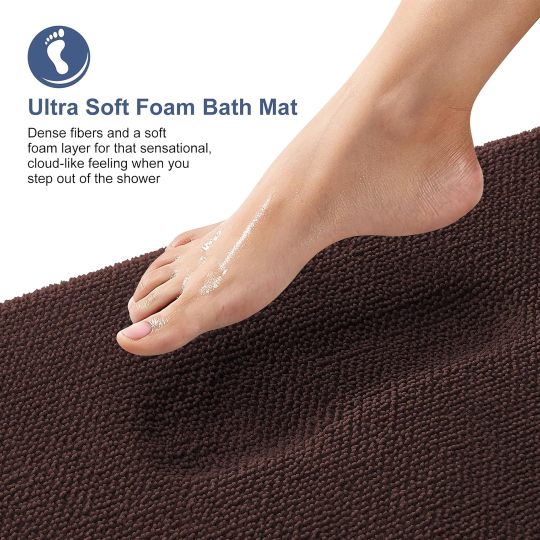 Luxury Memory Foam Bath Mat, Extra Soft Absorbent Bathroom Mats, Quick Dry Bathroom Rugs, Non - Slip, Machine Washable Bath Mats for Bathroom Floor, Tub and Shower, 20x30, Brown - Just Closeouts Canada Inc.