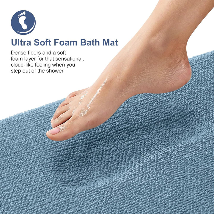 Luxury Memory Foam Bath Mat, Extra Soft Absorbent Bathroom Mats, Quick Dry Bathroom Rugs, Non - Slip, Machine Washable Bath Mats for Bathroom Floor, Tub and Shower, 20x30, Airy Blue - Just Closeouts Canada Inc.