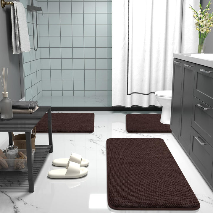 Luxury Memory Foam Bath Mat, Extra Soft Absorbent Bathroom Mats, Quick Dry Bathroom Rugs, Non - Slip, Machine Washable Bath Mats for Bathroom Floor, Tub and Shower, 20x30, Brown - Just Closeouts Canada Inc.