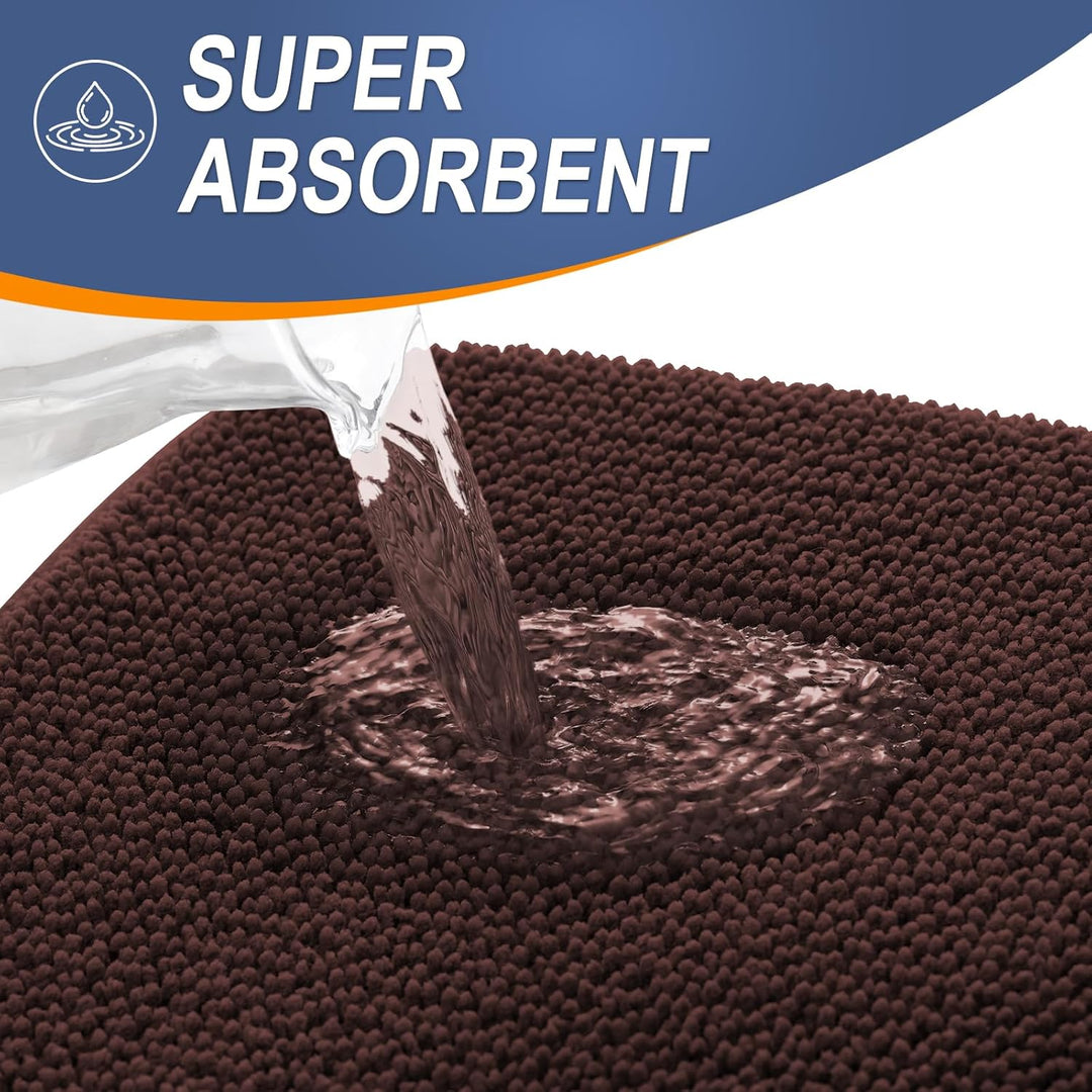 Luxury Memory Foam Bath Mat, Extra Soft Absorbent Bathroom Mats, Quick Dry Bathroom Rugs, Non - Slip, Machine Washable Bath Mats for Bathroom Floor, Tub and Shower, 20x30, Brown - Just Closeouts Canada Inc.