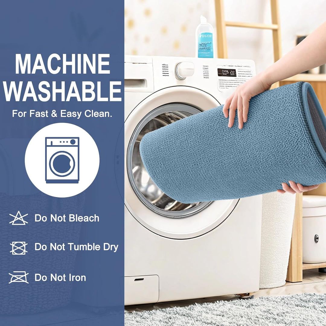 Luxury Memory Foam Bath Mat, Extra Soft Absorbent Bathroom Mats, Quick Dry Bathroom Rugs, Non - Slip, Machine Washable Bath Mats for Bathroom Floor, Tub and Shower, 20x30, Airy Blue - Just Closeouts Canada Inc.