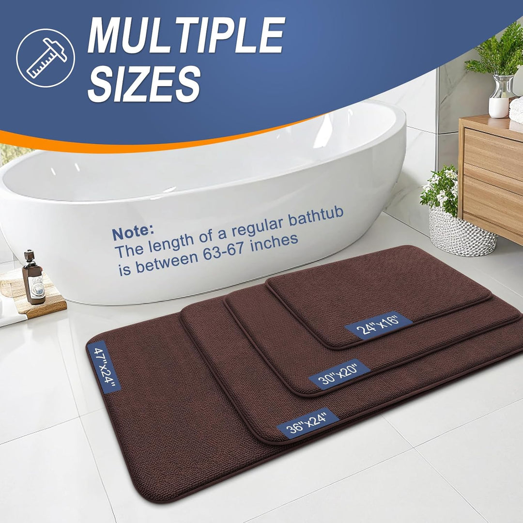 Luxury Memory Foam Bath Mat, Extra Soft Absorbent Bathroom Mats, Quick Dry Bathroom Rugs, Non - Slip, Machine Washable Bath Mats for Bathroom Floor, Tub and Shower, 20x30, Brown - Just Closeouts Canada Inc.
