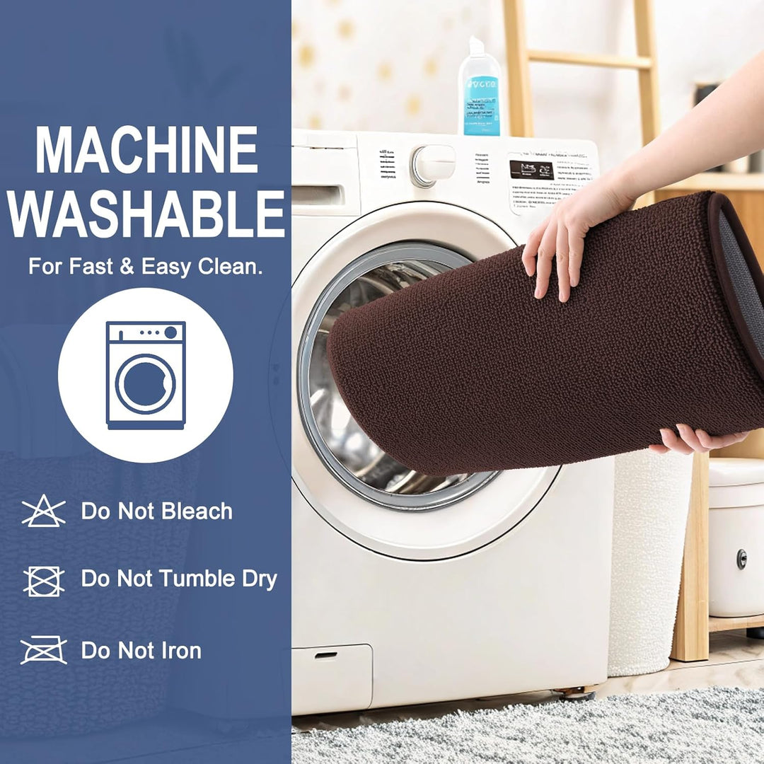 Luxury Memory Foam Bath Mat, Extra Soft Absorbent Bathroom Mats, Quick Dry Bathroom Rugs, Non - Slip, Machine Washable Bath Mats for Bathroom Floor, Tub and Shower, 20x30, Brown - Just Closeouts Canada Inc.