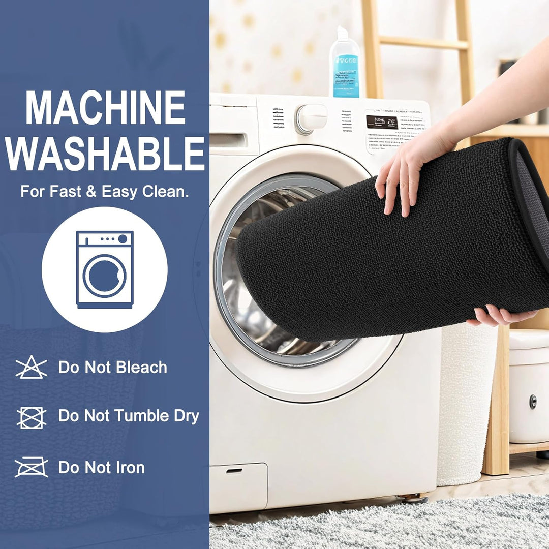 Luxury Memory Foam Bath Mat, Extra Soft Absorbent Bathroom Mats, Quick Dry Bathroom Rugs, Non - Slip, Machine Washable Bath Mats for Bathroom Floor, Tub and Shower, 24x36, Black - Just Closeouts Canada Inc.