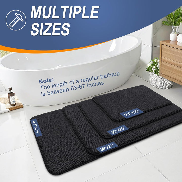 Luxury Memory Foam Bath Mat, Extra Soft Absorbent Bathroom Mats, Quick Dry Bathroom Rugs, Non - Slip, Machine Washable Bath Mats for Bathroom Floor, Tub and Shower, 24x36, Black - Just Closeouts Canada Inc.