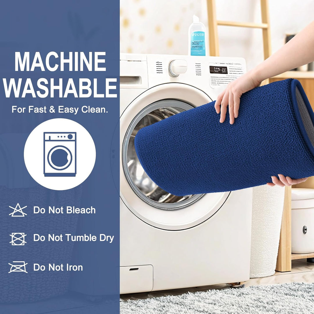 Luxury Memory Foam Bath Mat, Extra Soft Absorbent Bathroom Mats, Quick Dry Bathroom Rugs, Non - Slip, Machine Washable Bath Mats for Bathroom Floor, Tub and Shower, 24x36, Navy - Just Closeouts Canada Inc.